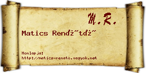 Matics Renátó névjegykártya